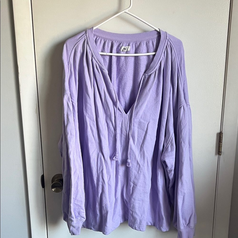 Like New! Aerie Lavender V-Neck Sweatshirt with Tassel Tie